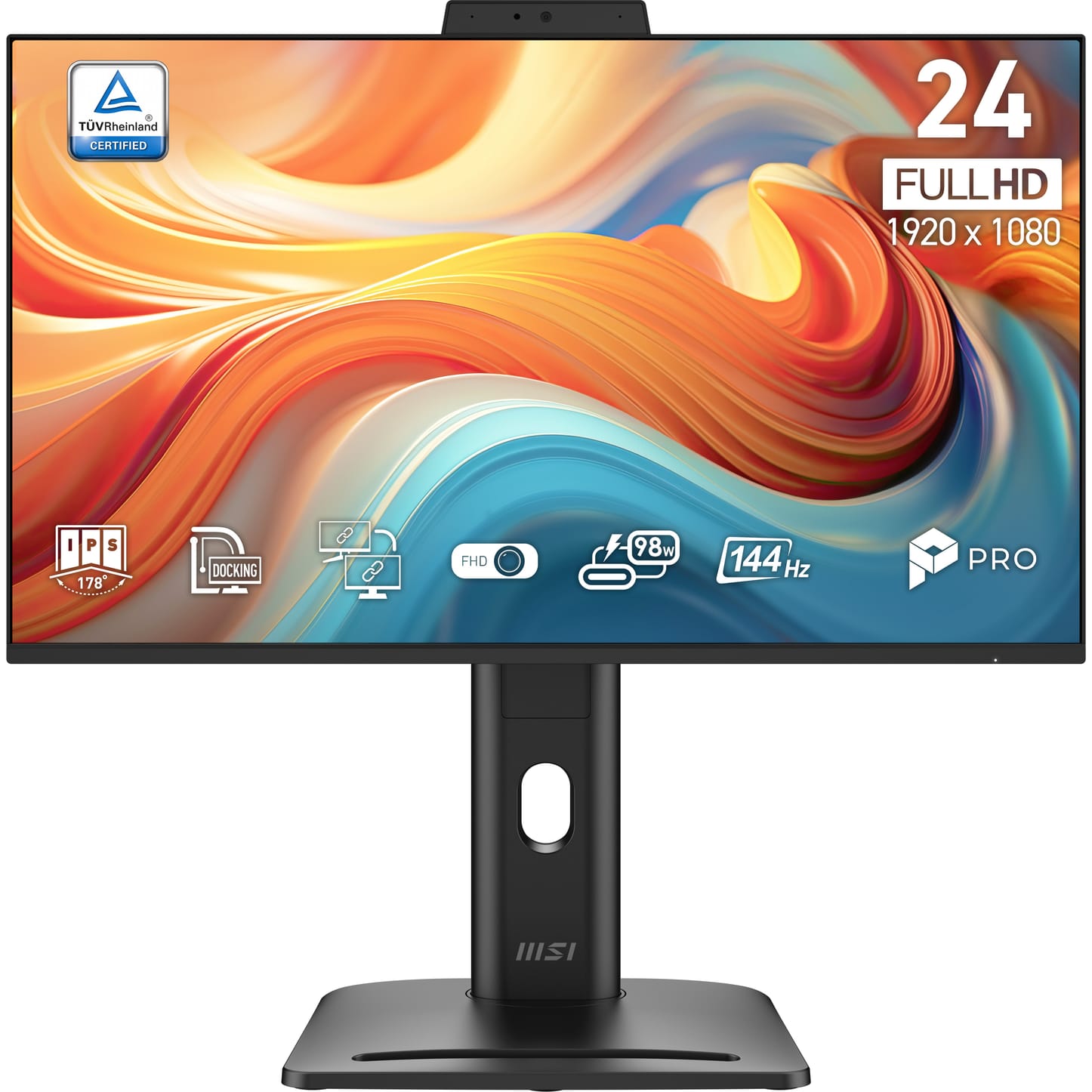 MSI PRO MP245PDG E14 1920x1080 (FHD) IPS 144Hz Adaptive-Sync HDR Ready Business Monitor with Built-in Webcam - Black