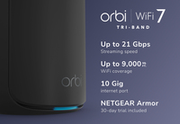 NETGEAR Orbi 870 Tri-band (2.4 GHz / 5 GHz / 6 GHz) Wi-Fi 7 (802.11be) Black 4 Internal
