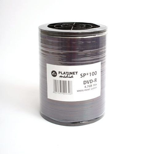 Platinet DVD-R (100 pack), 4.7GB 16X, Glossy White Print Shrink Pack