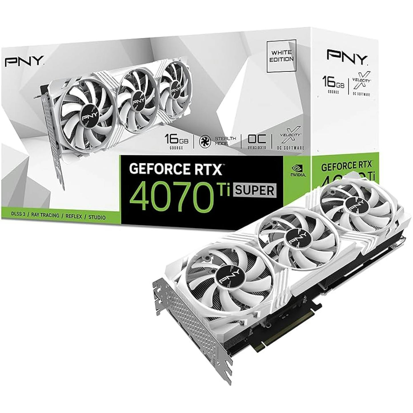 PNY GeForce RTX 4070 Ti SUPER Verto OC RGB 16GB GDDR6X PCI-Express Graphics Card - White