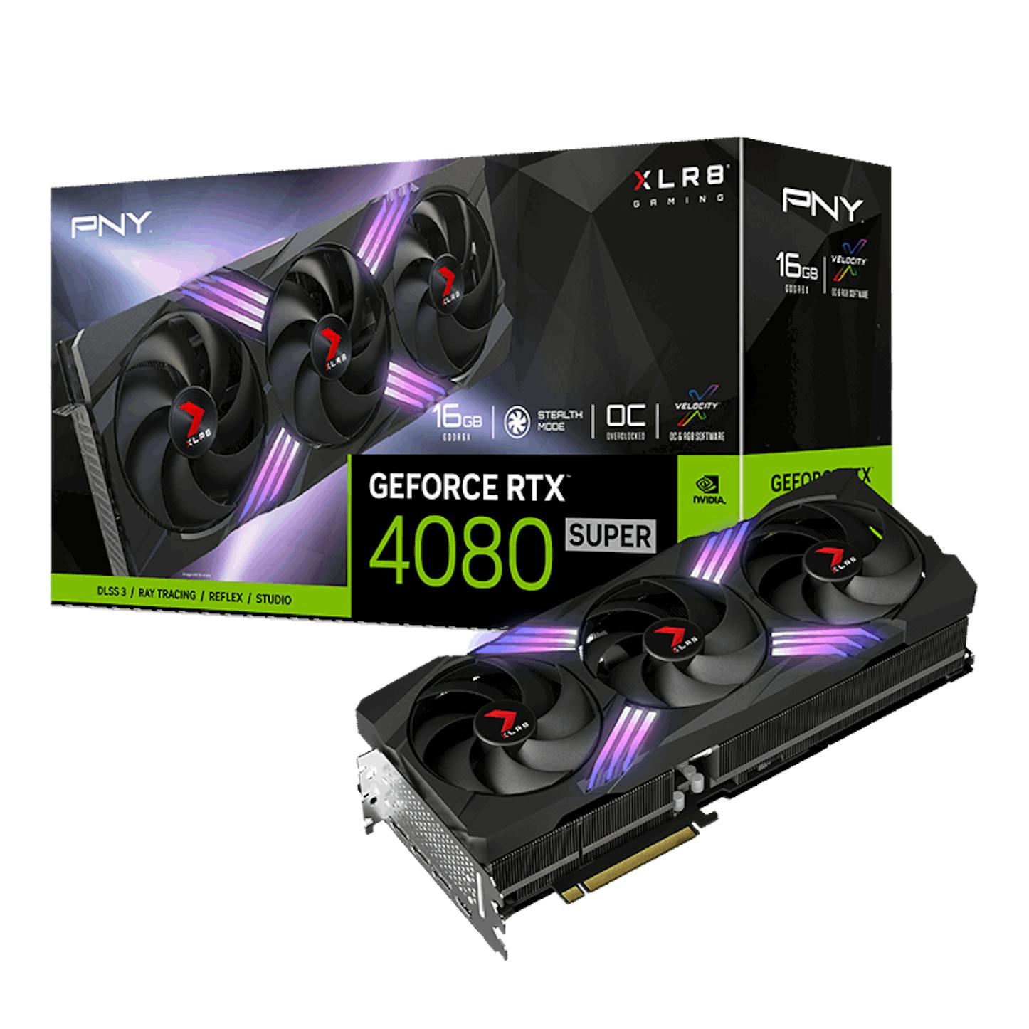 PNY GeForce RTX 4080 SUPER XLR8 OC RGB 16GB GDDR6X PCI-Express Graphics Card