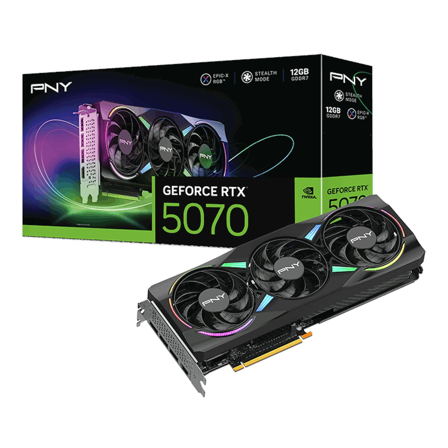 PNY GeForce RTX 5070 ARGB Triple Fan 12GB GDDR7 PCI-Express Graphics Card