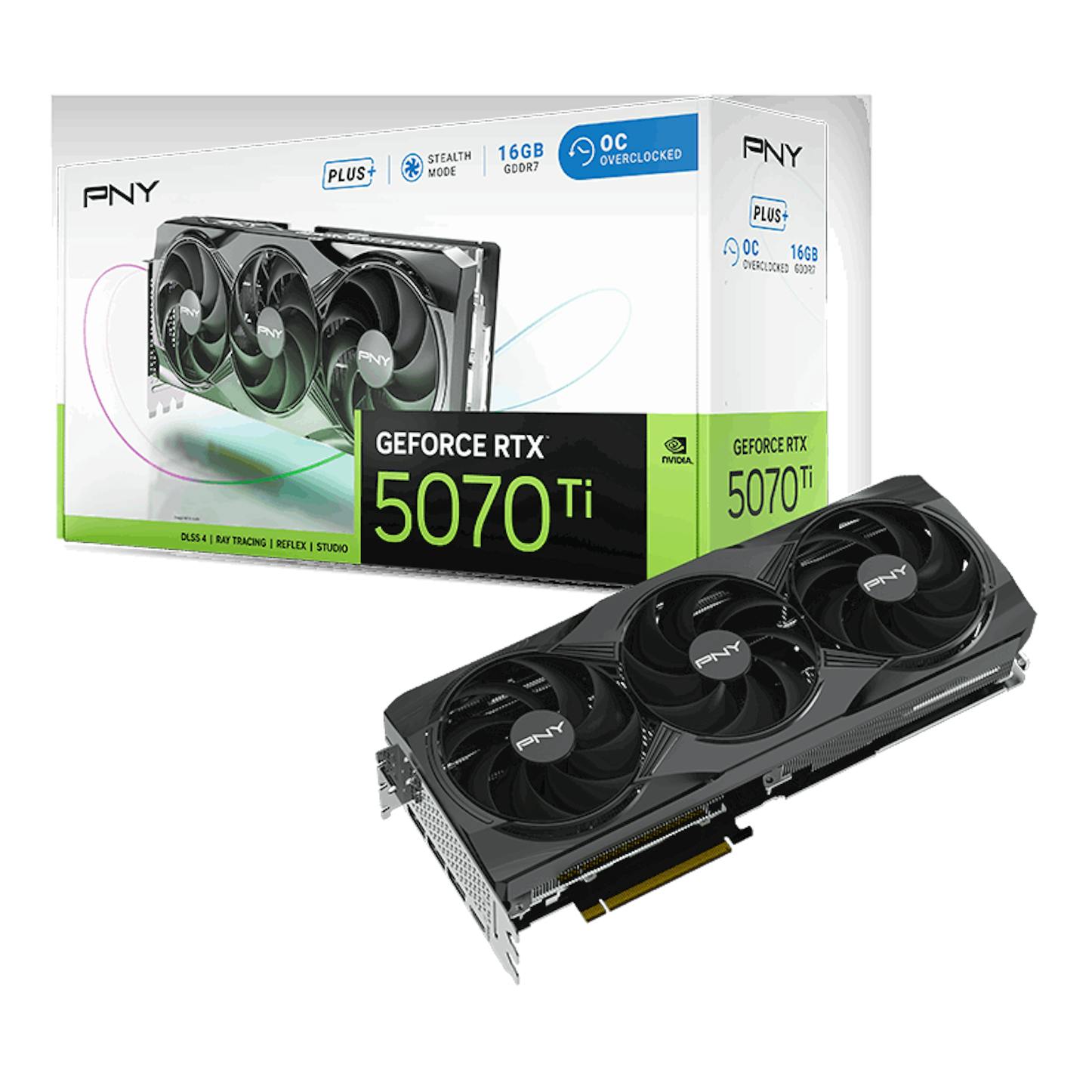 PNY GeForce RTX 5070 Ti OC Plus Triple Fan 16GB GDDR7 PCI-Express Graphics Card