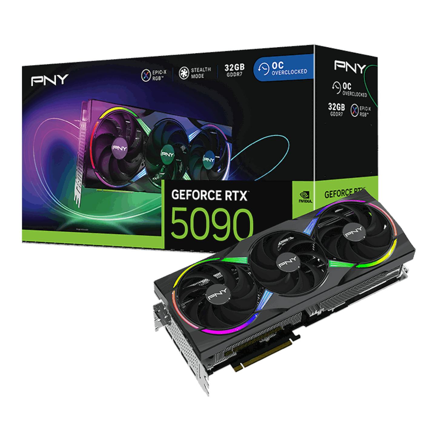 PNY GeForce RTX 5090 ARGB OC Triple Fan 32GB GDDR7 PCI-Express Graphics Card