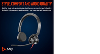 POLY Blackwire 3325 Stereo USB-C Headset +3.5mm Plug +USB-C/A Adapter