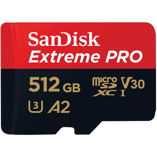 SanDisk 512GB Extreme Pro Micro SD (SDXC) Card U3, V30, A2, 170MB/s R, 90MB/s W