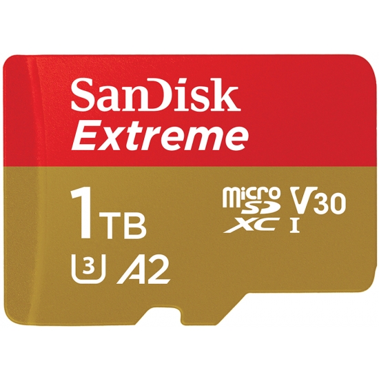 SanDisk 1TB (1000GB) Extreme Micro SD (SDXC) Card U3, V30, A2, 160MB/s R, 90MB/s W