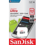 SanDisk 64GB Ultra Micro SD (SDXC) Card 80MB/s R, 10MB/s W