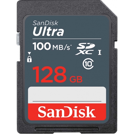 SanDisk 128GB Ultra SD (SDXC) Card 100MB/s R, 10MB/s W