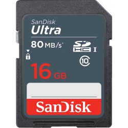 SanDisk 16GB Ultra SD (SDHC) Card 80MB/s R, 10MB/s W