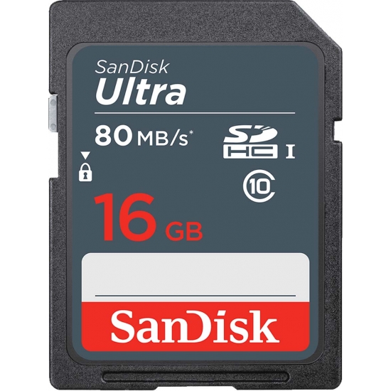 SanDisk 16GB Ultra SD (SDHC) Card 80MB/s R, 10MB/s W