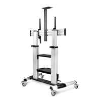 StarTech.com Rolling TV Cart/Stand On Wheels For 60-100inch Flat Screens Up To 220lb (100kg), Height Adjustment via Hand Crank, Mobile/Portable Trolley Mount