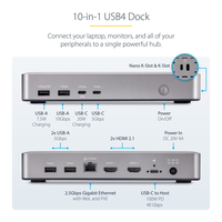 StarTech.com USB4 Docking Station, USB-C 40Gbps, Dual Video HDMI, Up to 2x 4K 60Hz 4:4:4 (RGB) or 2x 4K 120Hz 4:2:2, Multi-Monitor Dock, 6x USB, 2.5GbE, 100W PD