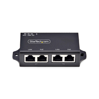 StarTech.com 2-Port Gigabit Midspan PoE+ Injector, 10/100/1000Mbps, PoE+ (802.3af/at), 30W, 1Gbps Ethernet, Wall Mountable, Unmanaged Inline Power Over Ethernet