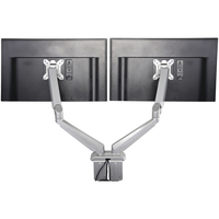 StarTech.com Desk Mount Dual Monitor Arm with USB & Audio - Desk Clamp VESA Mount for up to 32 inch Displays - 2x USB, 2x 3.5mm audio - Ergonomic Full Motion Dual Monitor Arm - Silver
