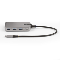 StarTech.com 4-Port USB-C Hub with USB-C DP Alt Mode Video Output 4K 60Hz - 3x USB-A, 1x USB Type-C, 100W Power Delivery Pass-Through, USB 3.2 10Gbps, 1ft/30cm Cable, Portable USB Hub