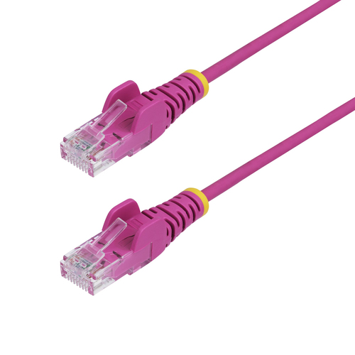 StarTech.com 1m Pink Slim CAT6 Ethernet Cable, Snagless, 100W PoE, UTP, LSZH, 28AWG Pure Bare Copper Wire, Slim RJ45 Network Patch Cord w/Strain Reliefs, Fluke Tested