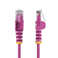StarTech.com 1m Pink Slim CAT6 Ethernet Cable, Snagless, 100W PoE, UTP, LSZH, 28AWG Pure Bare Copper Wire, Slim RJ45 Network Patch Cord w/Strain Reliefs, Fluke Tested