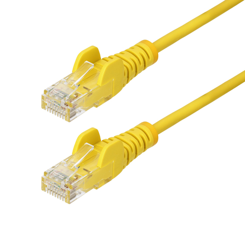 StarTech.com 10m Yellow Slim CAT6 Ethernet Cable, Snagless, 100W PoE, UTP, LSZH, 28AWG Pure Bare Copper Wire, Slim RJ45 Network Patch Cord w/Strain Reliefs, Fluke Tested