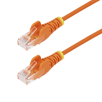 StarTech.com 1.5m Orange Slim CAT6 Ethernet Cable, Snagless, 100W PoE, UTP, LSZH, 28AWG Pure Bare Copper Wire, Slim RJ45 Network Patch Cord w/Strain Reliefs, Fluke Tested
