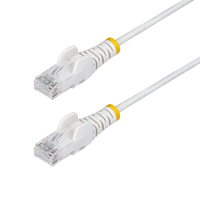 StarTech.com 15m White Slim CAT6 Ethernet Cable, Snagless, 100W PoE, UTP, LSZH, 28AWG Pure Bare Copper Wire, Slim RJ45 Network Patch Cord w/Strain Reliefs, Fluke Tested