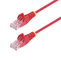 StarTech.com 2.5m Red Slim CAT6 Ethernet Cable, Snagless, 100W PoE, UTP, LSZH, 28AWG Pure Bare Copper Wire, Slim RJ45 Network Patch Cord w/Strain Reliefs, Fluke Tested