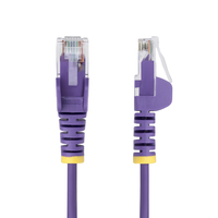StarTech.com 50cm Purple Slim CAT6 Ethernet Cable, Snagless, 100W PoE, UTP, LSZH, 28AWG Pure Bare Copper Wire, Slim RJ45 Network Patch Cord w/Strain Reliefs, Fluke Tested