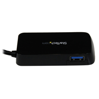 StarTech.com Portable 4 Port SuperSpeed Mini USB 3.0 Hub - Black~Portable 4 Port SuperSpeed Mini USB 3.0 Hub - 5Gbps - Black