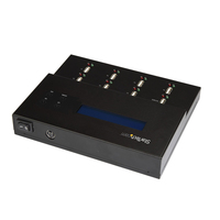StarTech.com Standalone 1 to 7 USB Thumb Drive Duplicator and Eraser, Multiple USB Flash Drive Copier, System and File and Whole-Drive Copy at 1.5 GB/min, Single and 3-Pass Erase, LCD Display