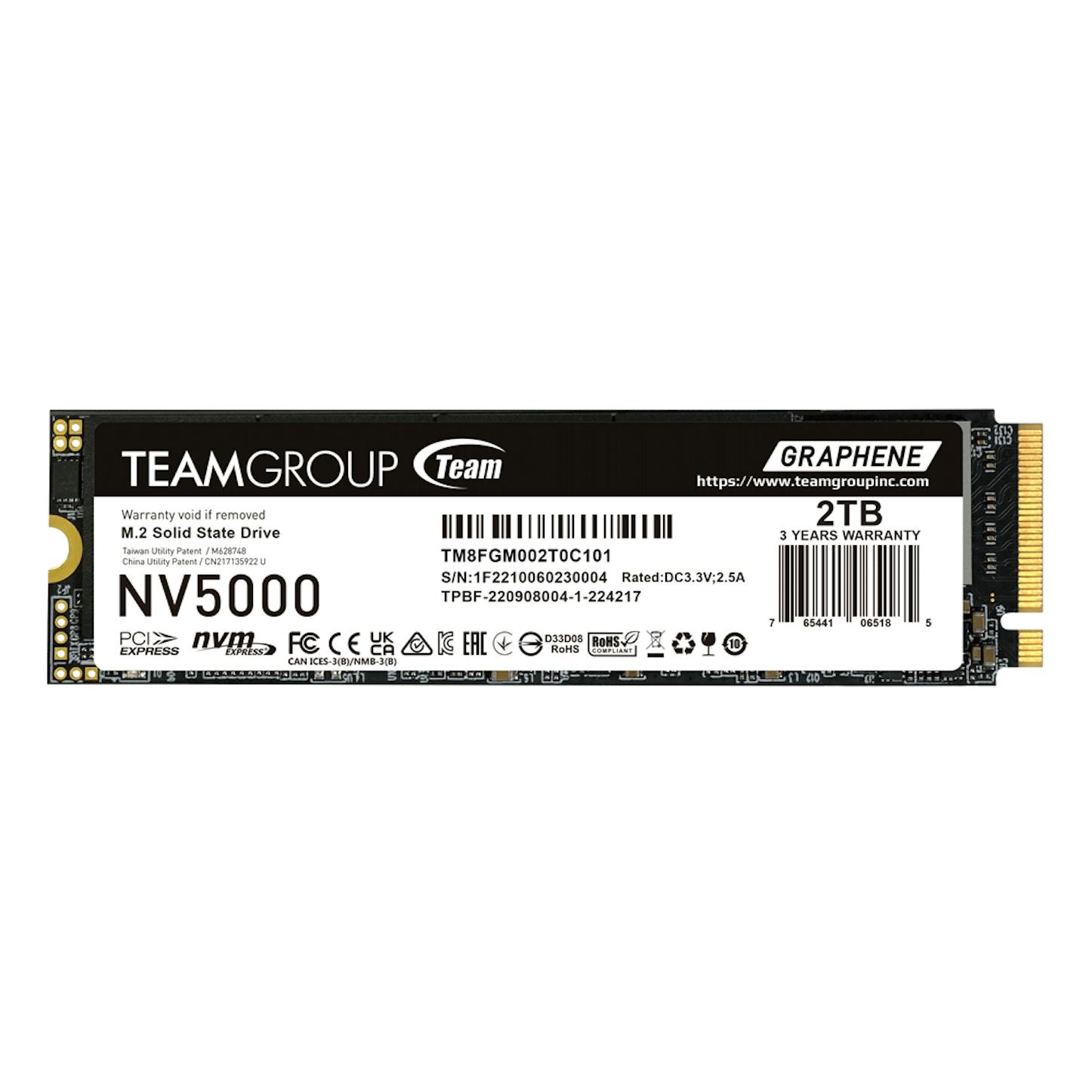 Team Group NV5000 2TB SSD M.2 2280 NVME PCIe 4.0 Solid State Drive