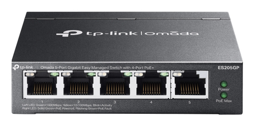 TP-Link Omada ES205G Managed Gigabit Ethernet (10/100/1000) Power over Ethernet (PoE) Black