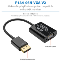 Tripp Lite P134-06N-VGA-V2 DisplayPort to VGA Active Adapter Video Converter , DP ver 1.2 (M/F), 6-in. (15.24 cm)