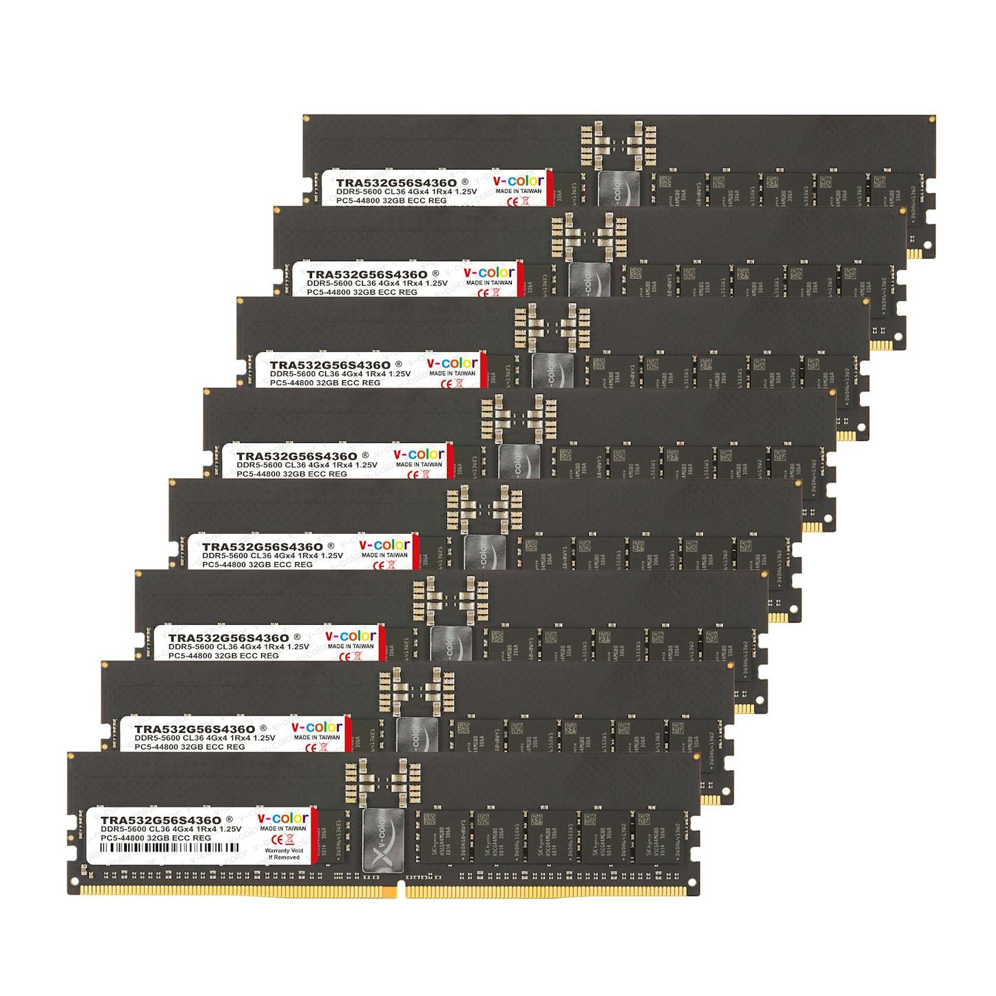 V-Color OC R-DIMM EXPO 256GB (8x32GB) DDR5 PC5-44800C36 5600MHz Octa-Channel Workstation Memory Kit