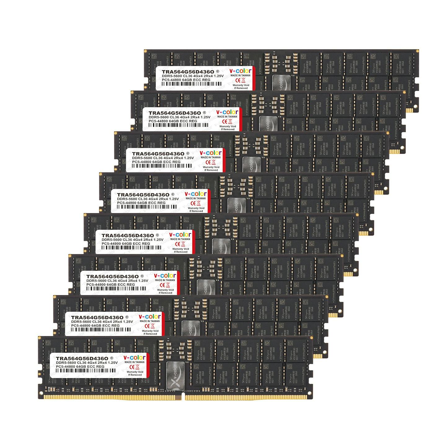 V-Color OC R-DIMM EXPO 512GB (8x64GB) DDR5 PC5-44800C36 5600MHz Octa-Channel Workstation Memory Kit