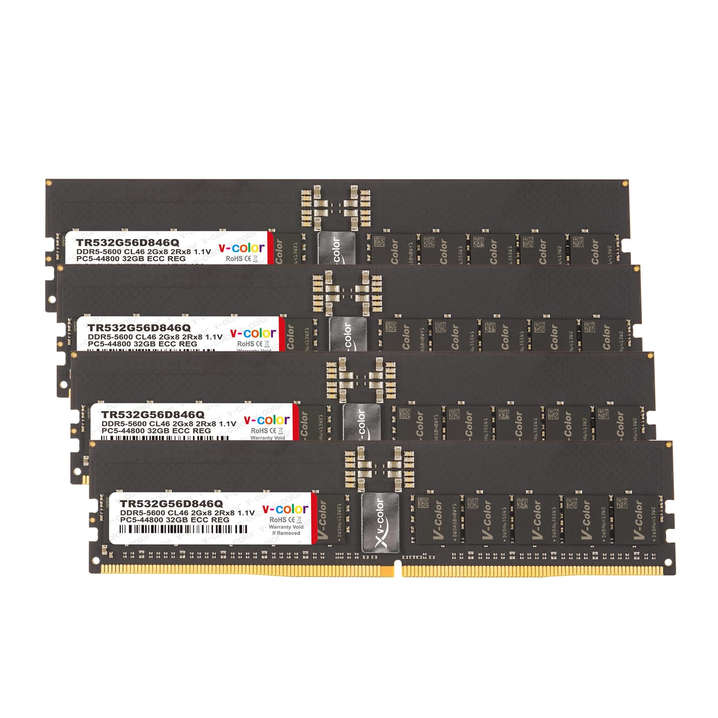 V-Color RDIMM JEDEC 128GB (4x32GB) DDR5 C46 5600MHz Quad Channel Kit
