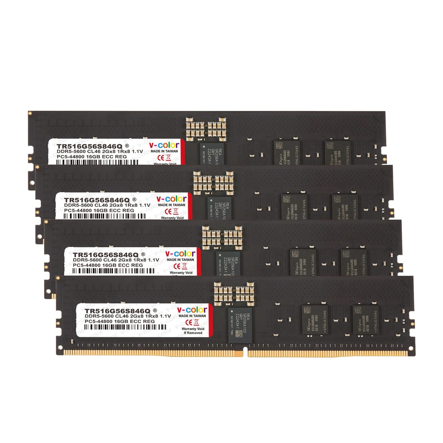 V-Color RDIMM JEDEC 64GB (4x16GB) DDR5 C46 5600MHz Quad Channel Kit