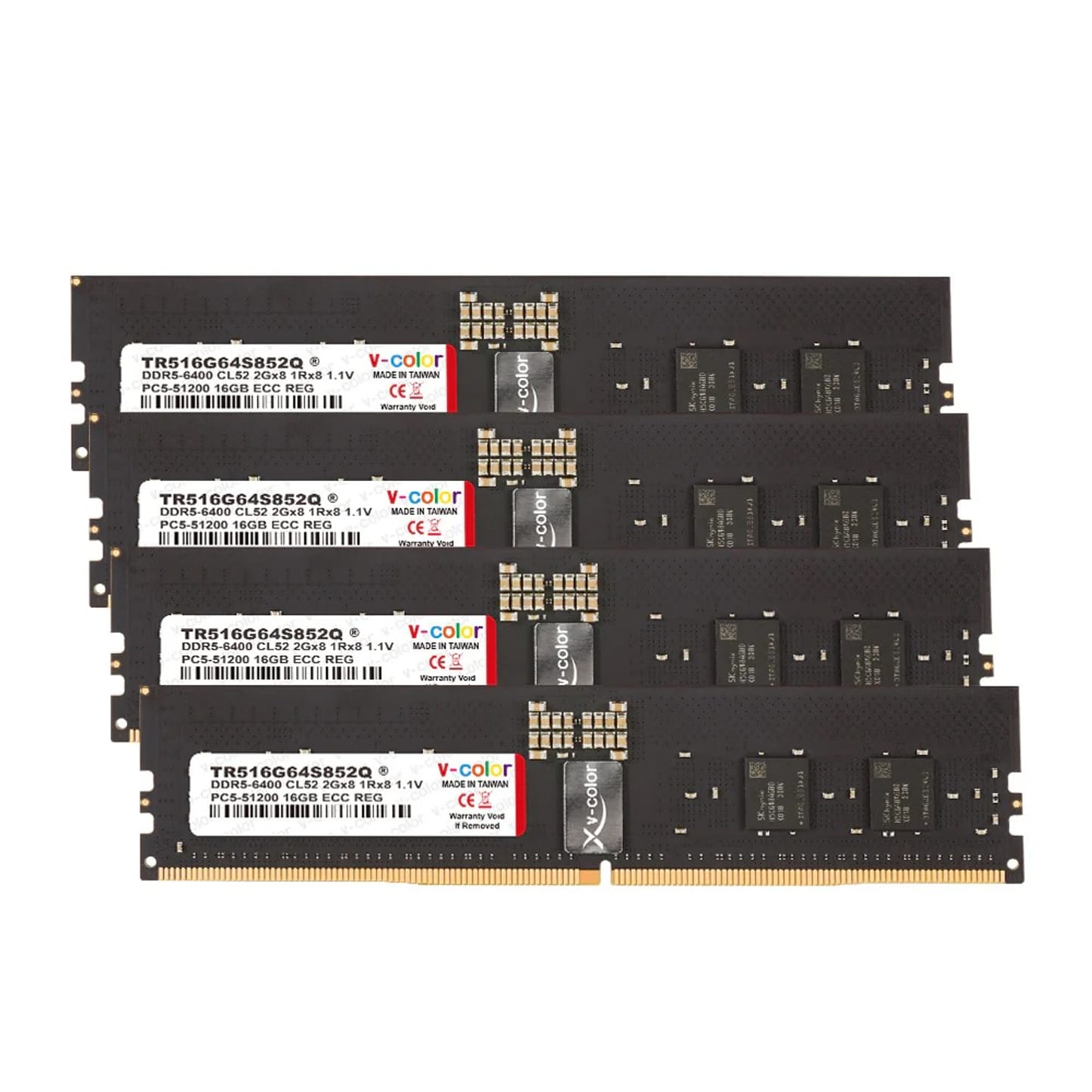 V-Color RDIMM JEDEC 64GB (4x16GB) DDR5 C52 6400MHz Quad Channel Kit
