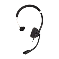 V7 Deluxe Mono Headset, USB, boom mic, Adjustable Headband for PC, Mac, Laptop Computer, Chromebook, Black