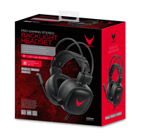 Varr Gaming USB Headphones with Built In Microphone, Over-Ear, LED Backlight, Rugged, Popular USB-A connection, Black/Red, Cable 2m
