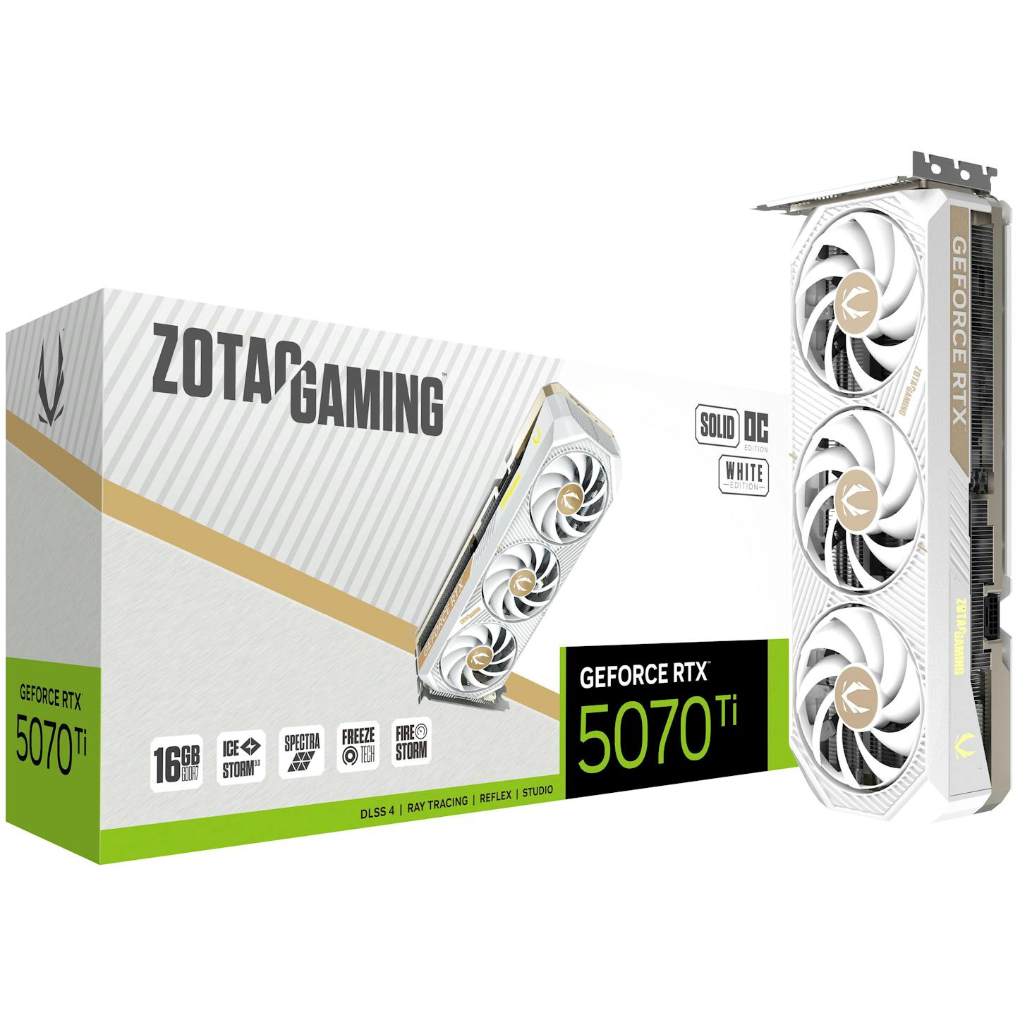 Zotac GeForce RTX 5070 Ti Solid Core OC White Edition 16GB GDDR7 Graphics Card